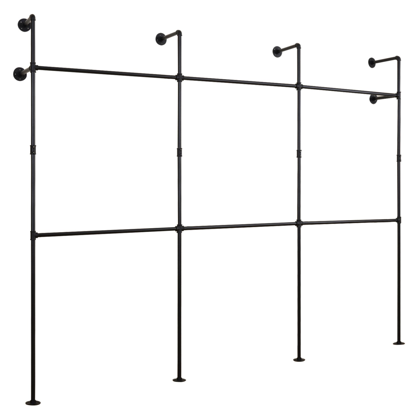 Wall Mounted Pipe Clothing Rack with 6 Hanging Rods