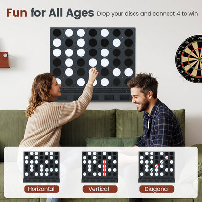 Wall-Mounted Connect 4 Game with Acrylic Discs