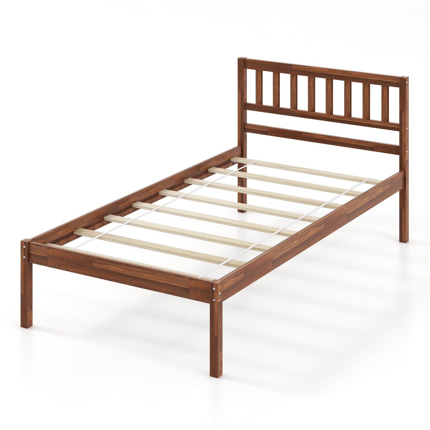 Twin/Full/Queen Size Wood Bed Frame with Headboard and Slat Support-Twin Size - Twin Size