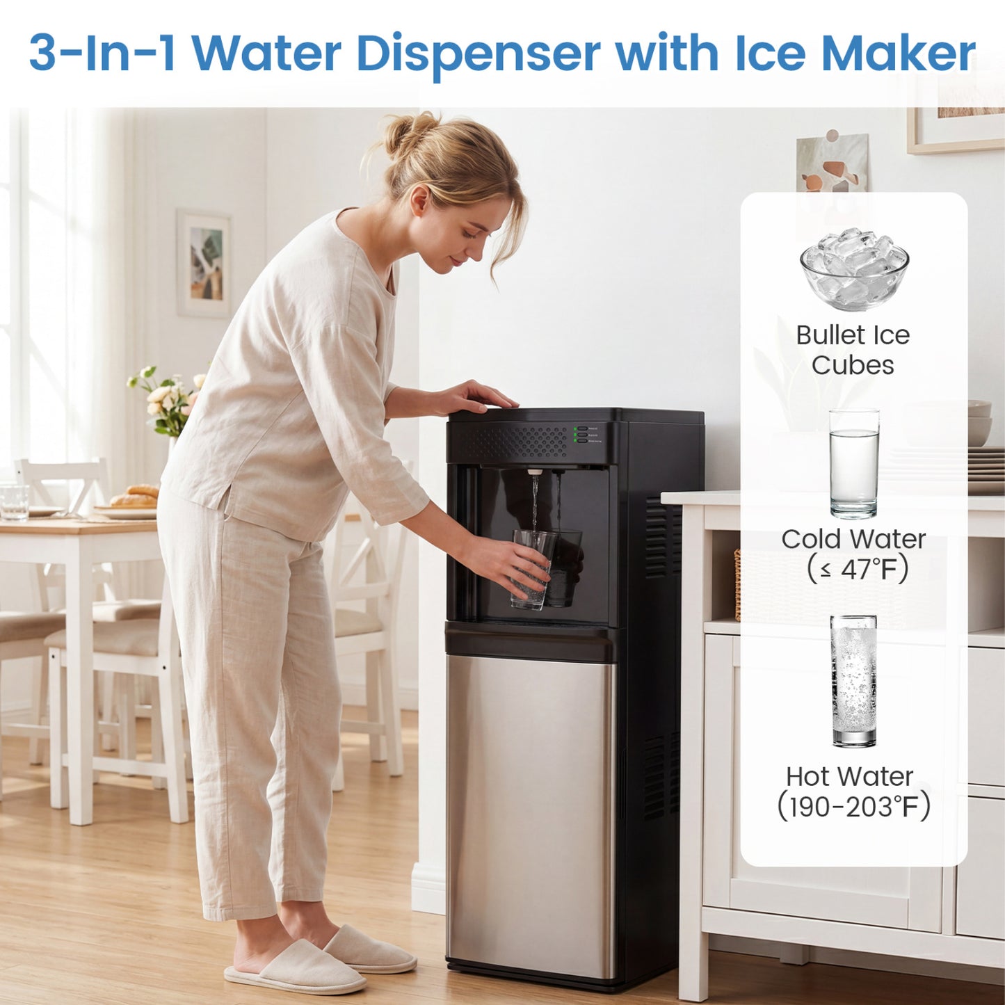 3-in-1 Water Dispenser with Ice Maker - Bottom Loading