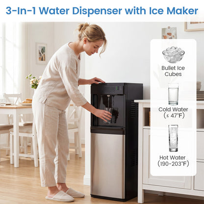 3-in-1 Water Dispenser with Ice Maker - Bottom Loading