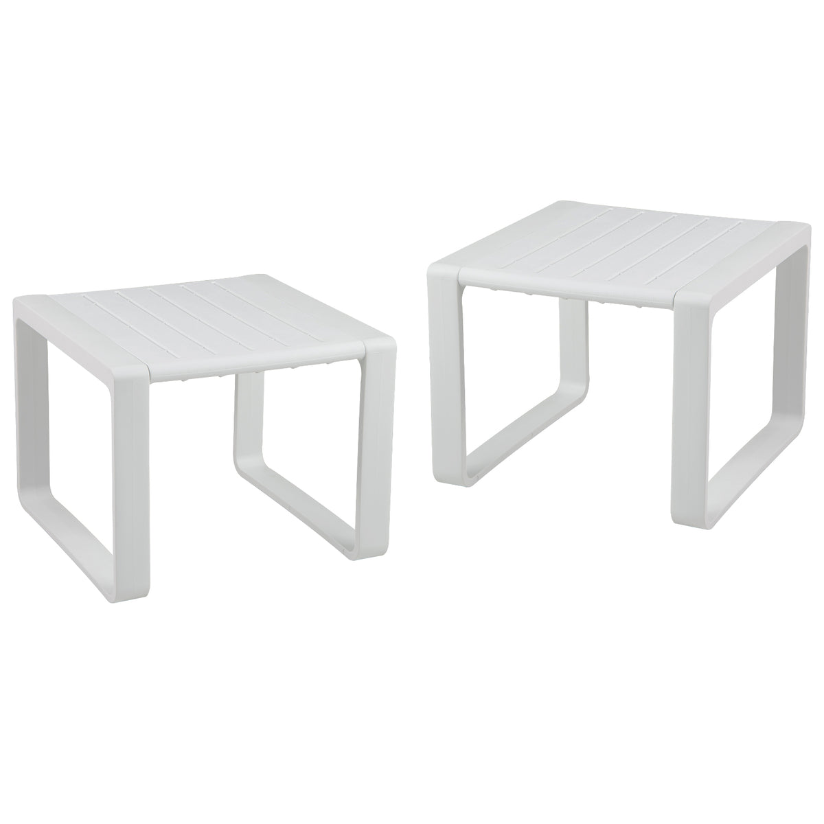 Weather Resistant Adirondack Outdoor Side Table Set of 2-White - White