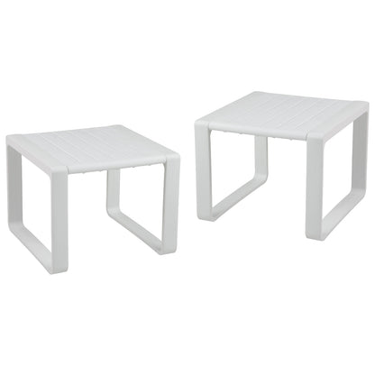 Weather Resistant Adirondack Outdoor Side Table Set of 2-White - White