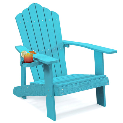 Weather Resistant HIPS Outdoor Adirondack Chair with Cup Holder-Green - Turquoise