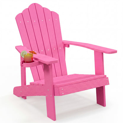 Weather Resistant HIPS Outdoor Adirondack Chair with Cup Holder-Green - Pink