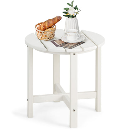18 Inch Round Weather-Resistant Adirondack Side Table-Navy - White