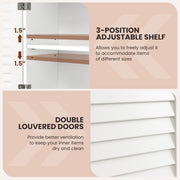 2-Doors Bathroom Wall-Mounted Medicine Cabinet with Towel Bar-White