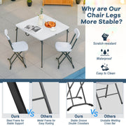 2 Pieces Outdoor Folding Chair Set with Sturdy Frame and Ergonomic Backrest-White