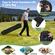 2-Tier 10 x 10 Feet Pop-up Canopy Tent with Wheeled Carry Bag-White