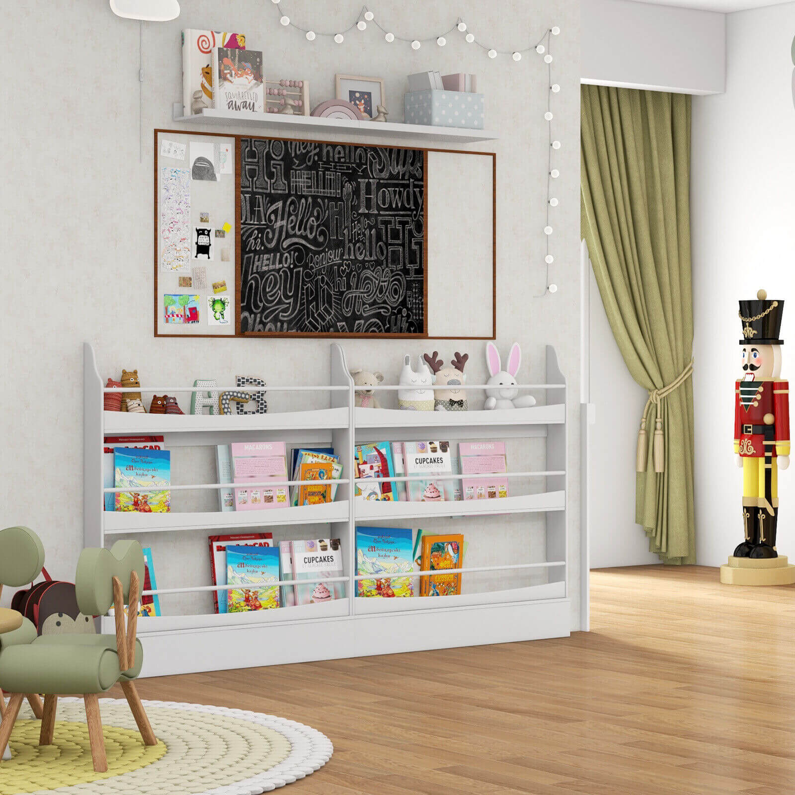 3-Tier Bookshelf with 2 Anti-Tipping Kits for Books and Magazines-White