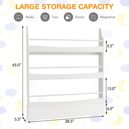 3-Tier Bookshelf with 2 Anti-Tipping Kits for Books and Magazines-White
