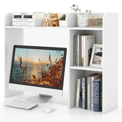 3-Tier Multipurpose Desk Bookshelf with 4 Shelves-Black - White