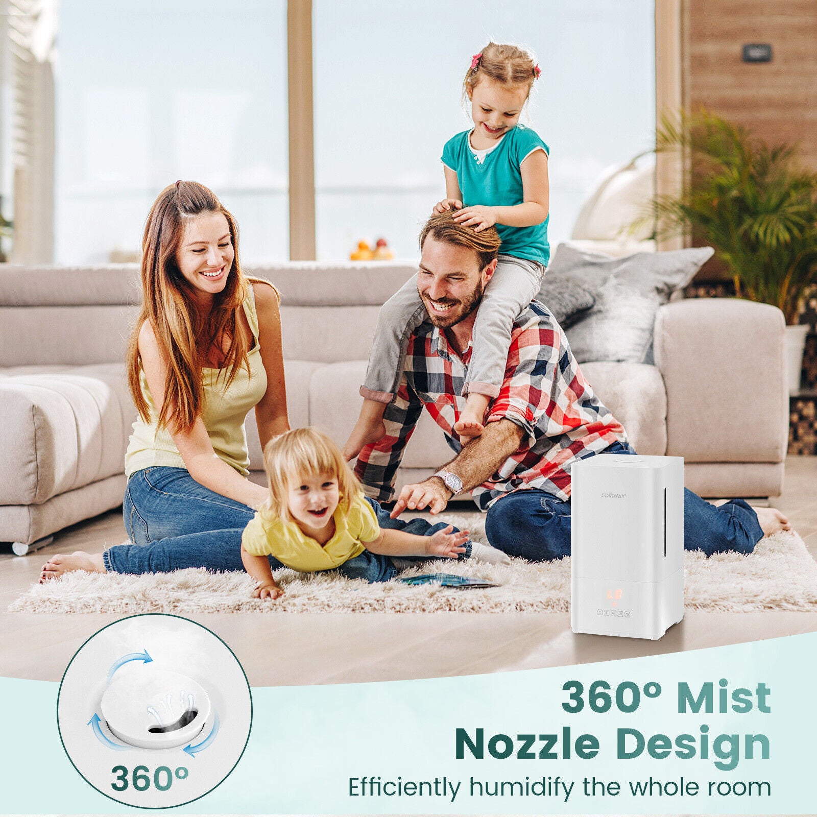 4L Ultrasonic Humidifier with Essential Oil Diffuser and 2 Mist Levels-White