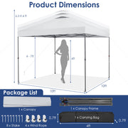 10 x 10 Feet Foldable Outdoor Instant Pop-up Canopy with Carry Bag-White