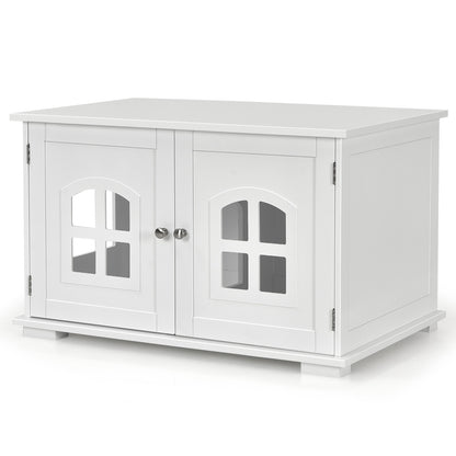 Large Wooden Cat Litter Box Enclosure Hidden Cat Washroom with Divider