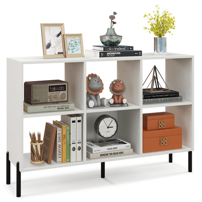 Open-Back Bookshelf with Drawer for Study-Black - White