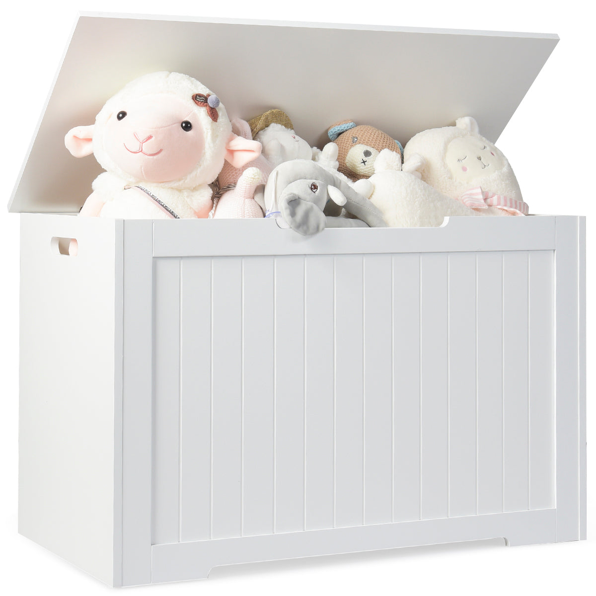 Wooden Toy Box Kids Storage Chest Bench -White