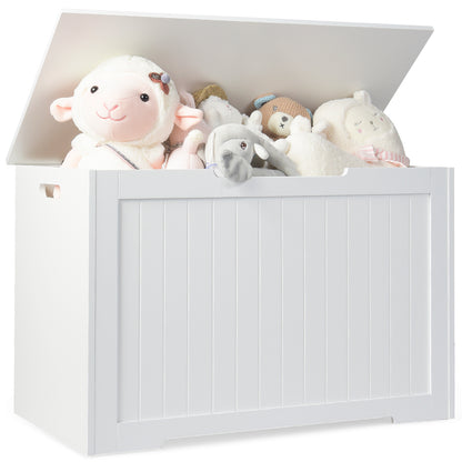 Wooden Toy Box Kids Storage Chest Bench -White