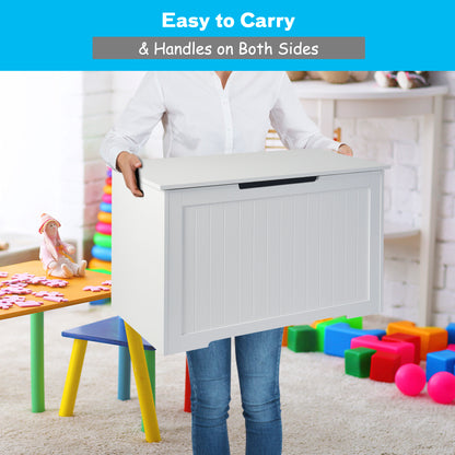 Wooden Toy Box Kids Storage Chest Bench -White