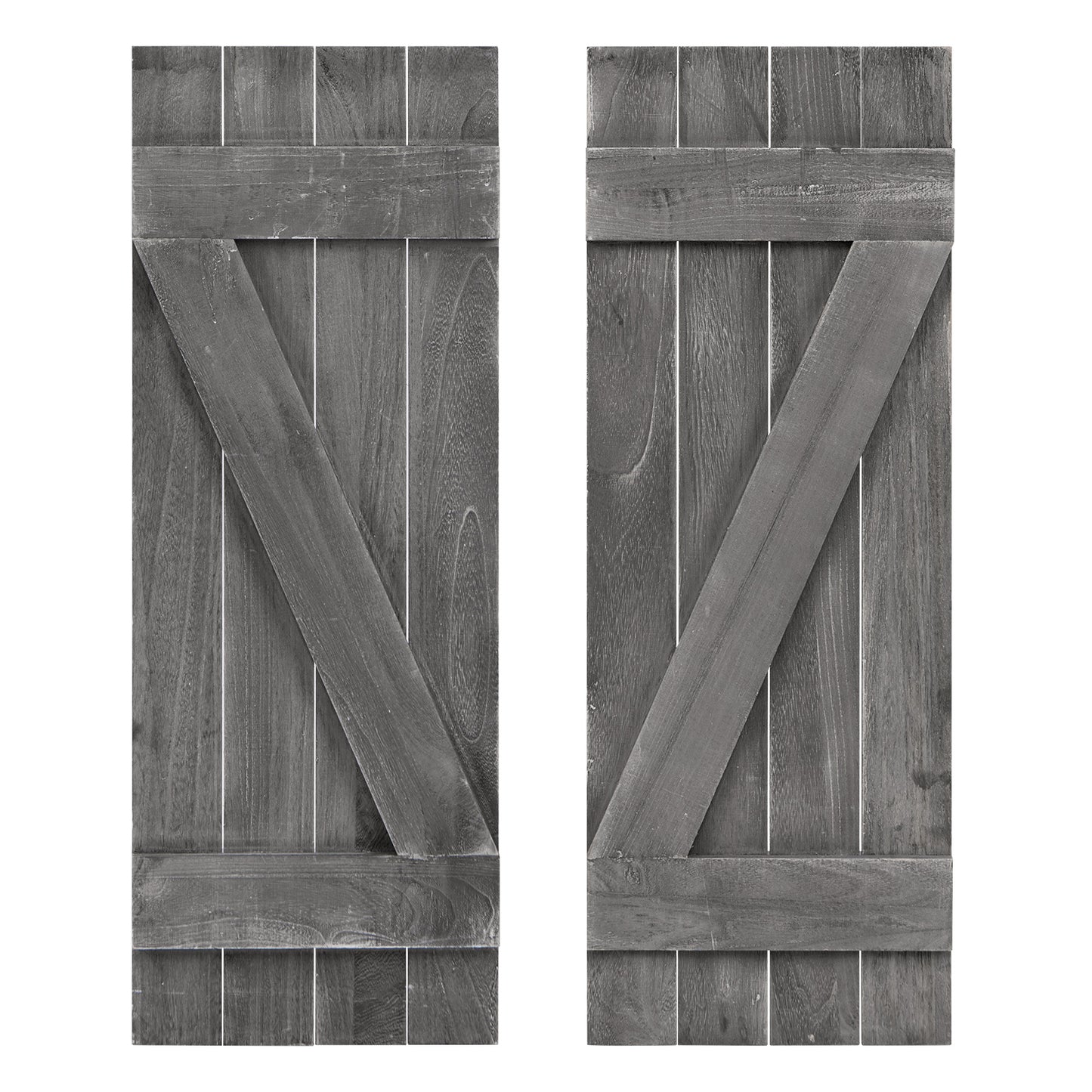 36 x 13 Inch Farmhouse Paulownia Wood Window Shutters Set of 2 for Windows-Light Brown - Dark Gray