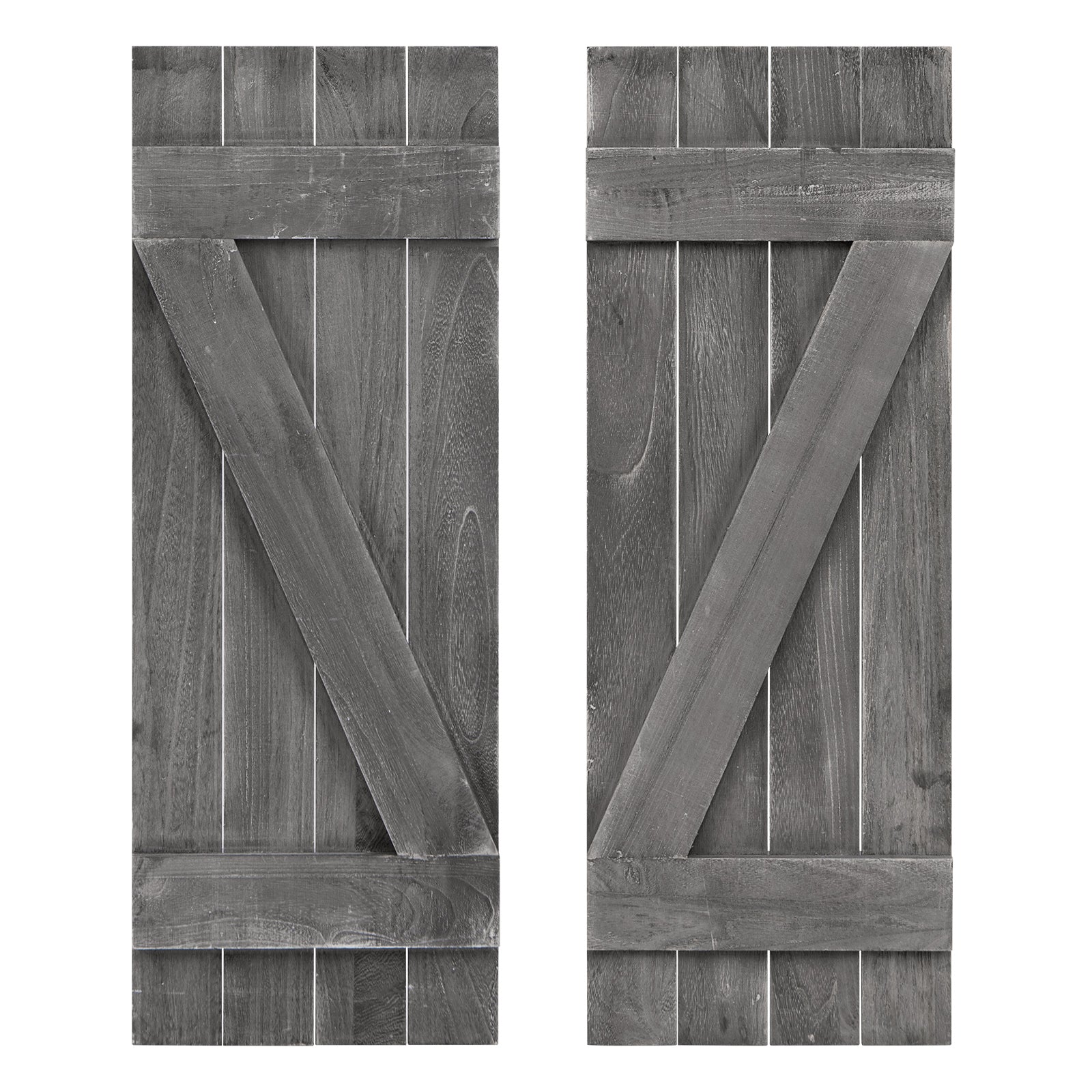 36 x 13 Inch Farmhouse Paulownia Wood Window Shutters Set of 2 for Windows-Light Brown - Dark Gray