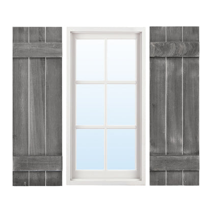 36 x 11 Inch Farmhouse Paulownia Wood Window Shutters Set of 2 for Windows