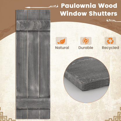 36 x 11 Inch Farmhouse Paulownia Wood Window Shutters Set of 2 for Windows