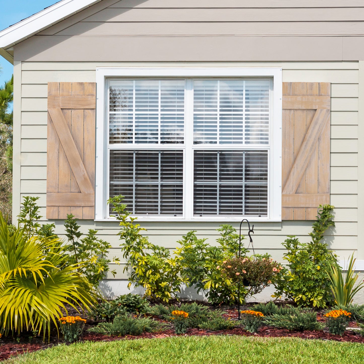 36 x 13 Inch Farmhouse Paulownia Wood Window Shutters Set of 2 for Windows