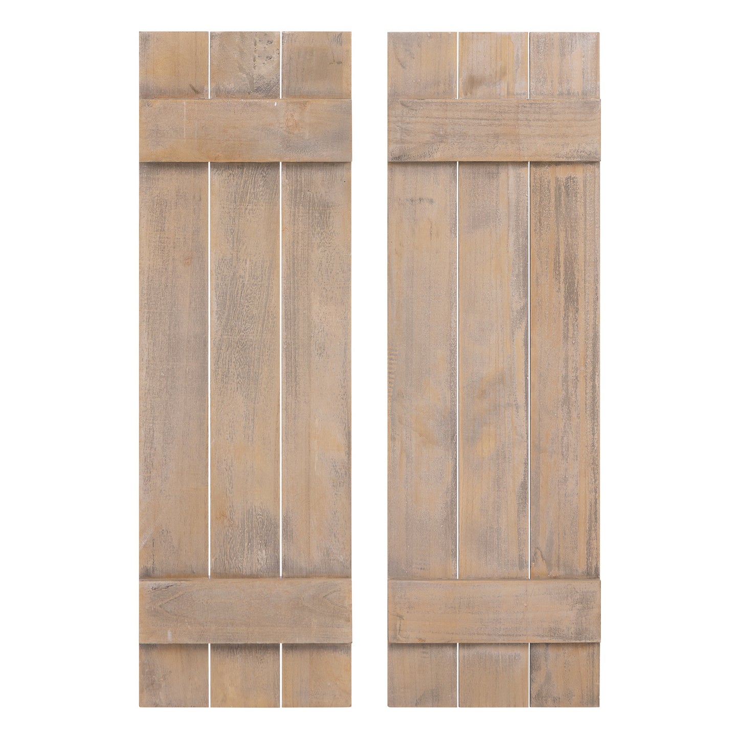 36 x 11 Inch Farmhouse Paulownia Wood Window Shutters Set of 2 for Windows-Light Brown - Light Brown