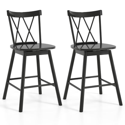 Set of 2 Windsor Bar Stool with Ergonomic Backrest and Footrests-24 inches - 24 Inches