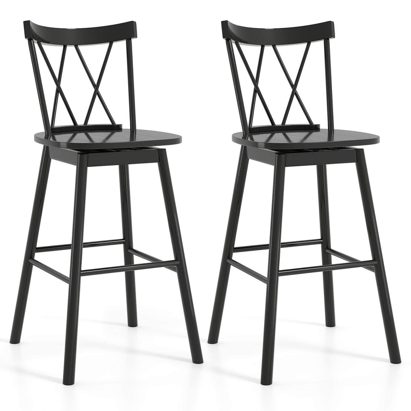 Set of 2 Windsor Bar Stool with Ergonomic Backrest and Footrests