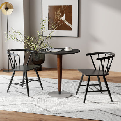 Windsor Dining Chair Set of 4 Mid-Century Modern Black Kitchen Chairs-Black