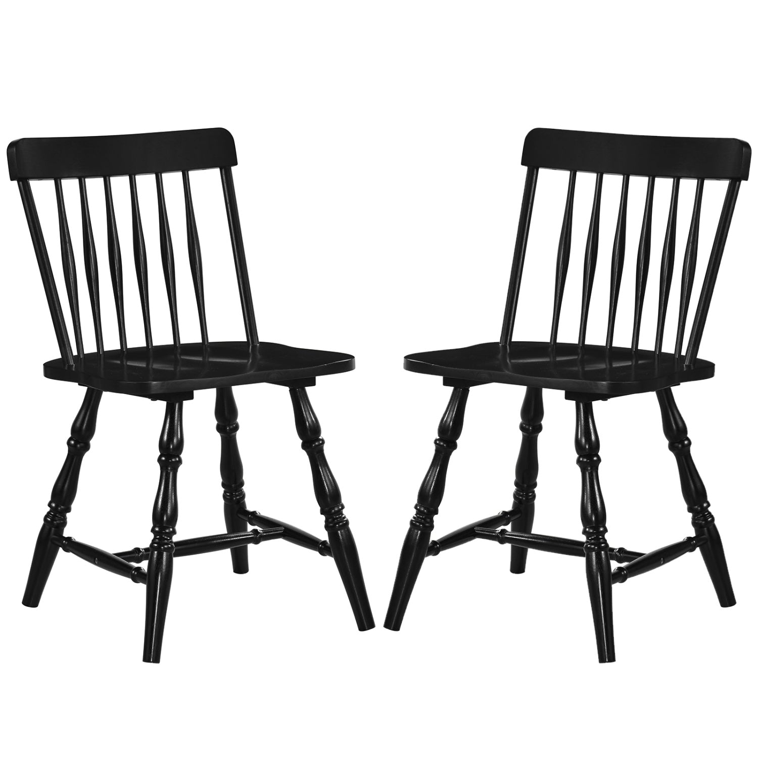 Windsor Dining Chairs Set of 2 with Curved Spindle Back