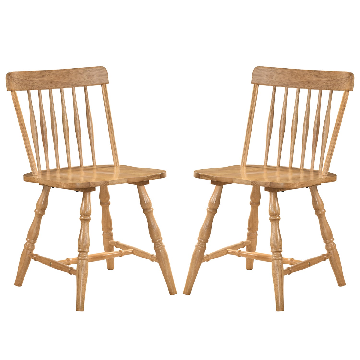 Windsor Dining Chairs Set of 2 with Curved Spindle Back