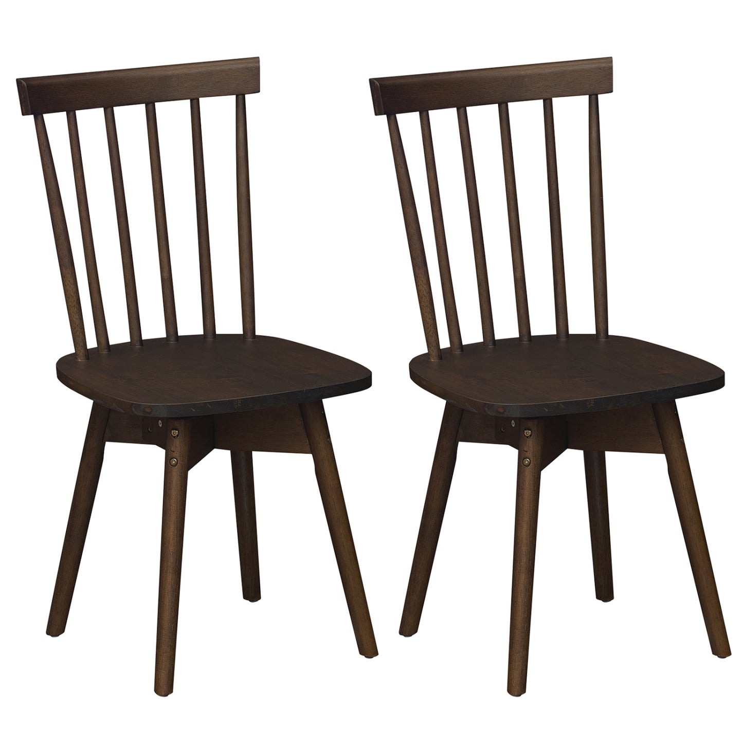 Windsor Dining Chairs Set of 2 Mid Century Rubber Wood Kitchen Chairs with Swivel Seat
