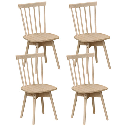 Windsor Dining Chairs Set of 4 Mid Century Rubber Wood Kitchen Chairs with Swivel Seat