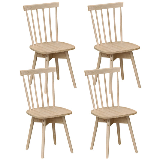Windsor Dining Chairs Set of 4 Mid Century Rubber Wood Kitchen Chairs with Swivel Seat
