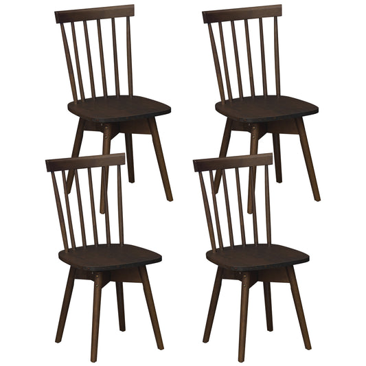 Windsor Dining Chairs Set of 4 Mid Century Rubber Wood Kitchen Chairs with Swivel Seat