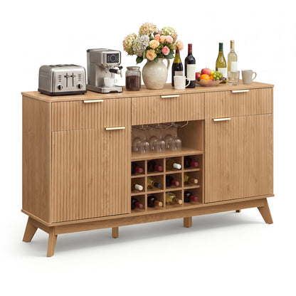 Wine Bar Cabinet with Adjustable Shelves and Glass Holders