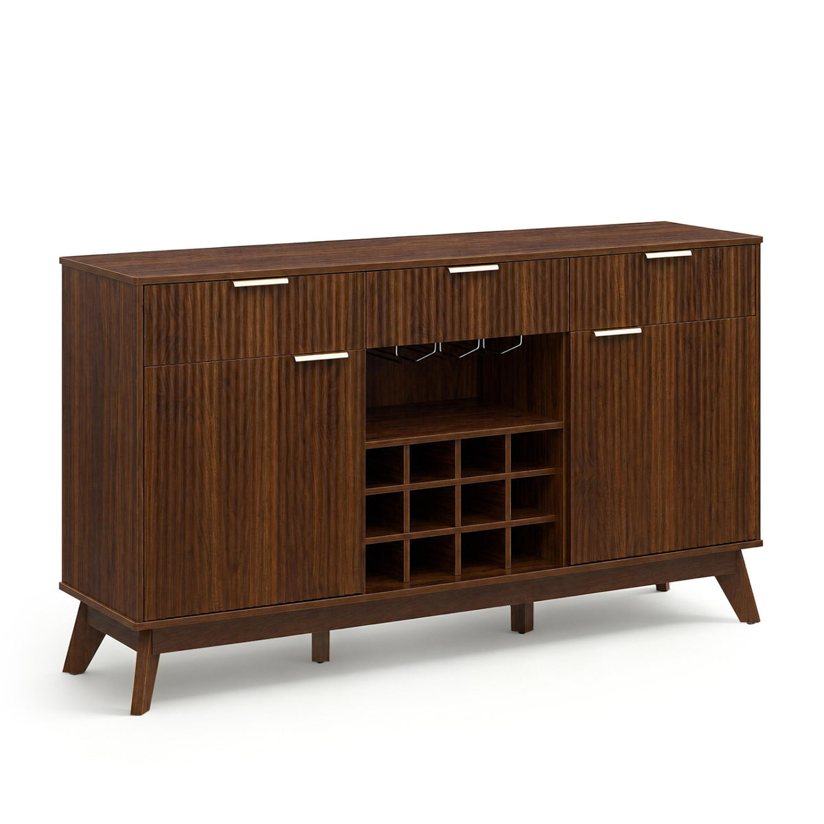 Wine Bar Cabinet with Adjustable Shelves and Glass Holders