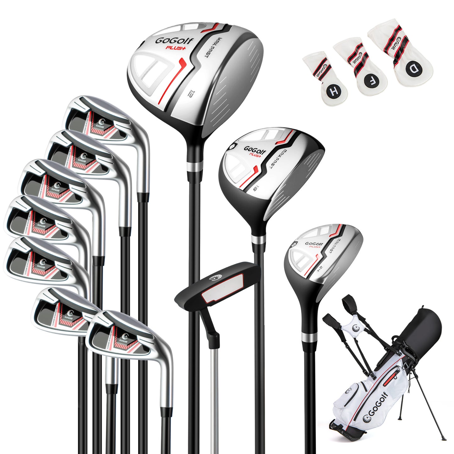 Women's Complete Golf Clubs and Bag Set with Headcovers and Putter-Red