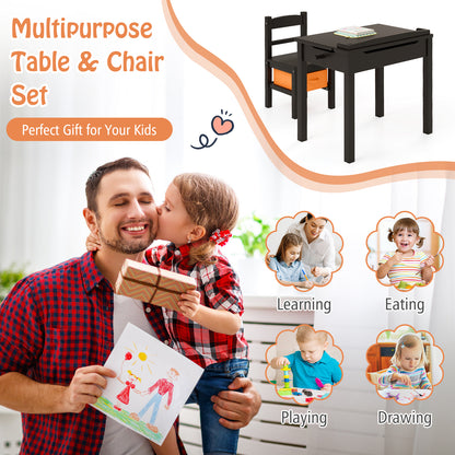 Wood Activity Kids Table and Chair Set with Storage Space