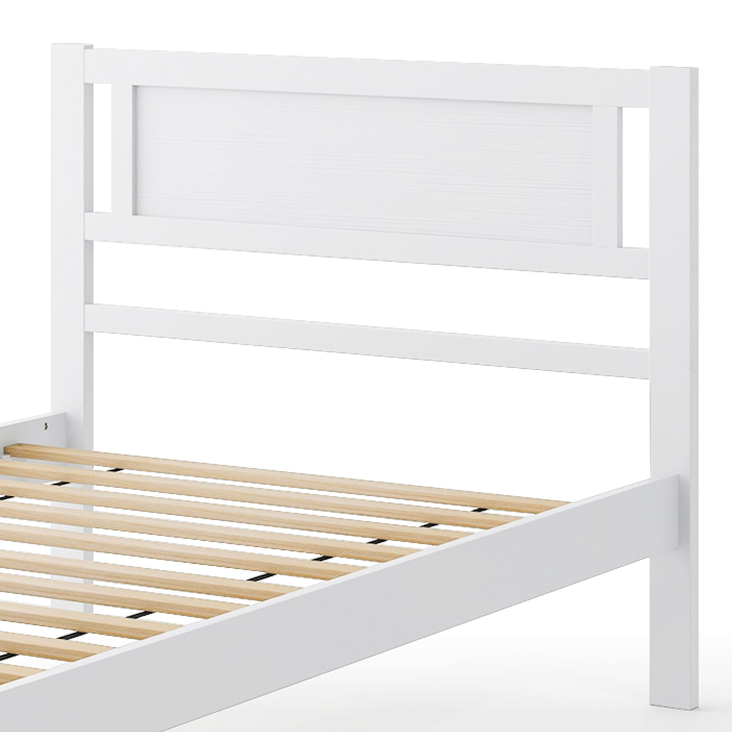 Twin/Full/Queen Size Wood Bed Frame with Headboard and Wooden Slats Support-Twin