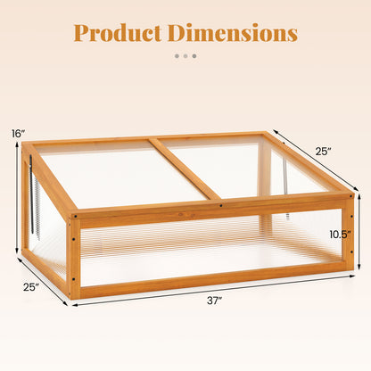 Wood Cold Frame Greenhouse Raised Planter Bed Protection with Transparent Flip-top Roof-Orange