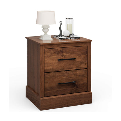 Wood Compact Floor Nightstand with Storage Drawers-Dark Gray - Rustic Brown