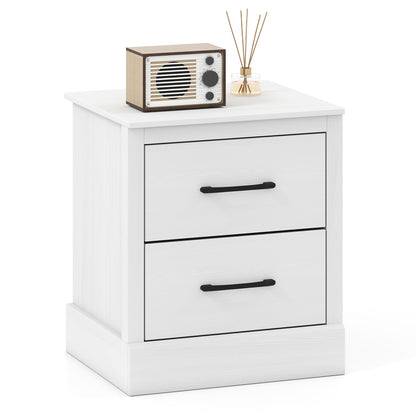 Wood Compact Floor Nightstand with Storage Drawers-Dark Gray - White