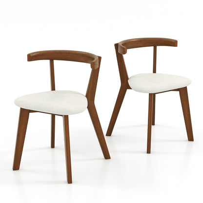 Wood Dining Chair Set of 2 with Padded Seat and Curved Back-Walnut