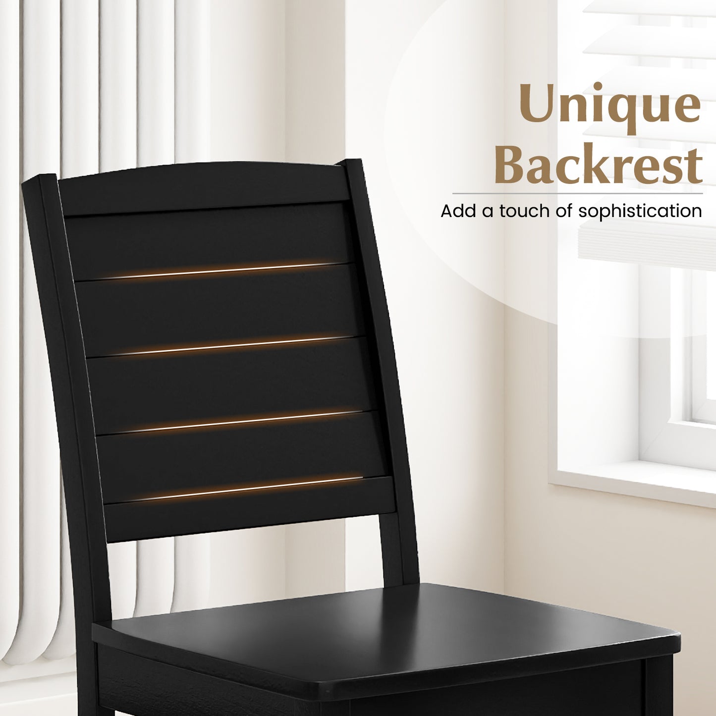 Wood Dining Chair Set of 2 Armless Kitchen Chairs with Rubber Wood Legs