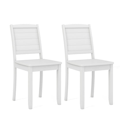 Wood Dining Chair Set of 2 Armless Kitchen Chairs with Rubber Wood Legs-White - White
