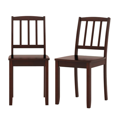 Wood Dining Chair Set of 2 with Rubber Wood Legs-Brown - Brown